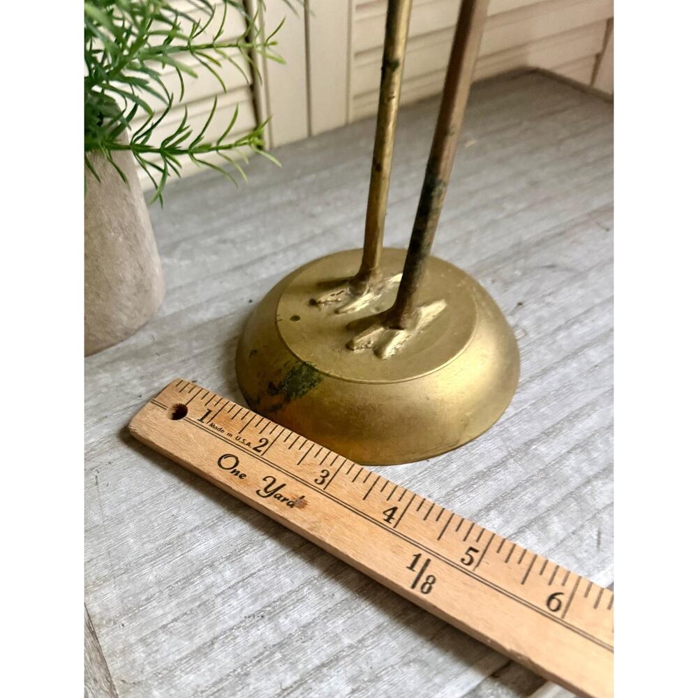 Vintage Solid Brass Heron Statue | Mid Century Modern Crane Sculpture - Picture 7 of 8